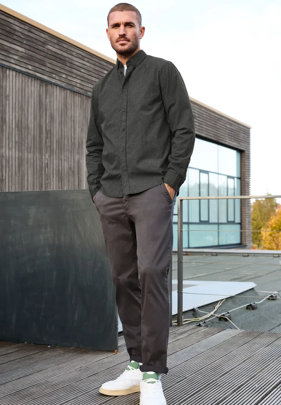 Chemise en popeline à motifs