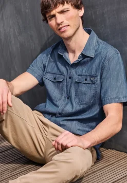 Chemise à manches courtes en denim