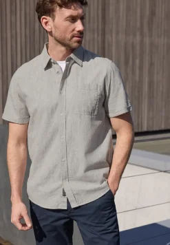 Chemise à manches courtes en lin mélangé