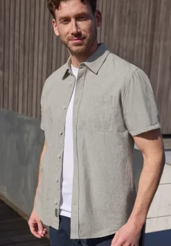 Chemise à manches courtes en lin mélangé