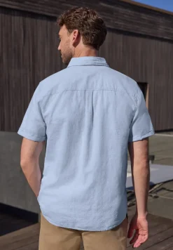Chemise à manches courtes en lin mélangé