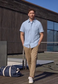 Chemise à manches courtes en lin mélangé