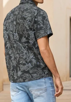 Chemise manches courtes en popeline imprimée