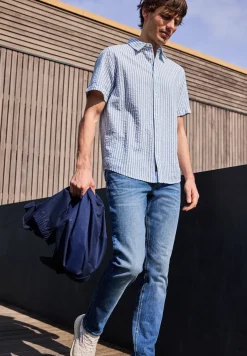 Chemise à manches courtes en qualité seersucker