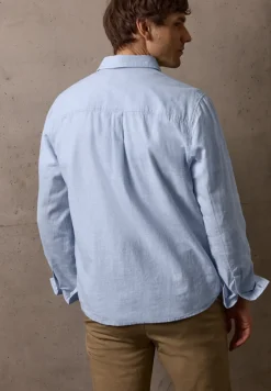 Chemise à manches longues en lin mélangé