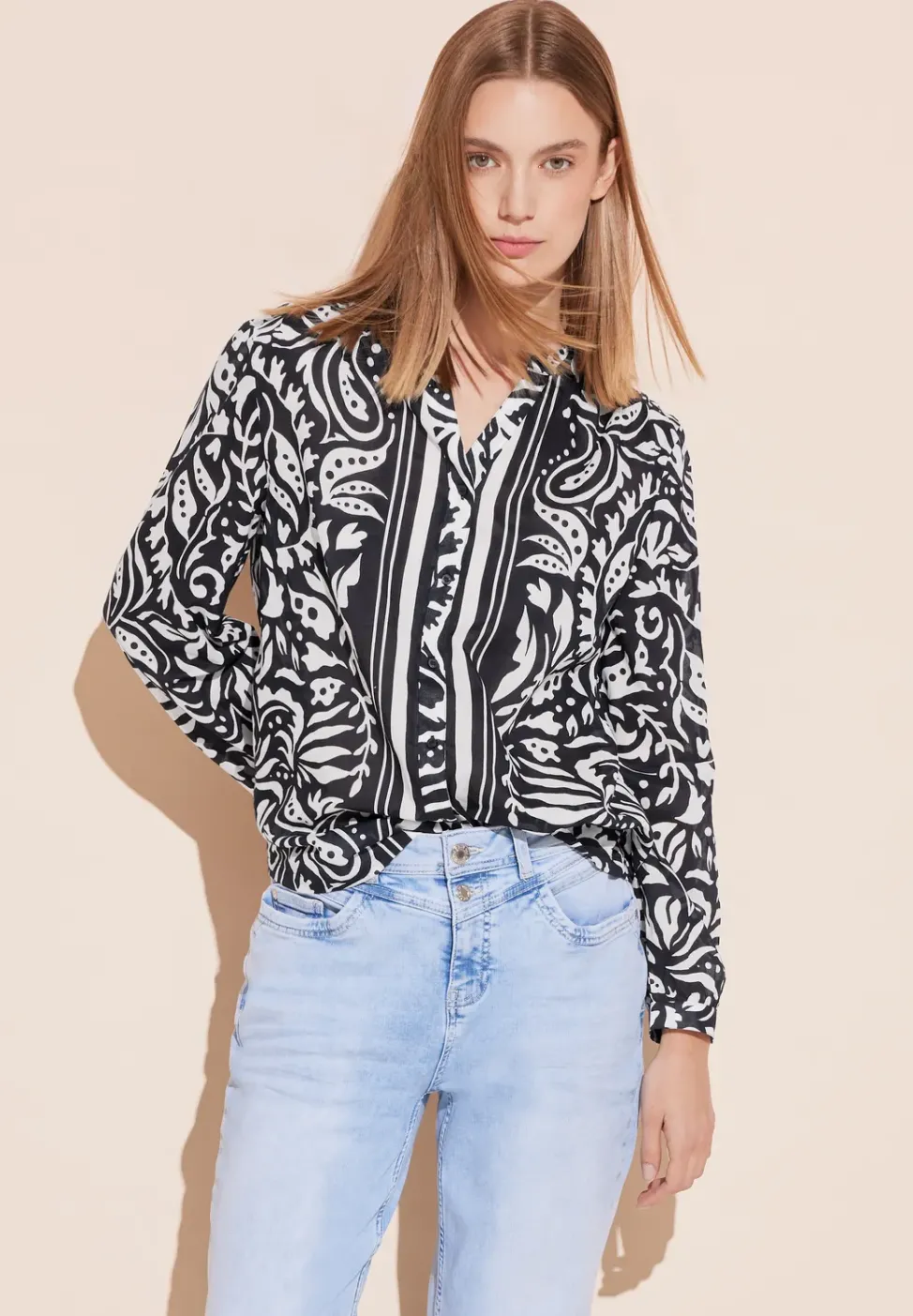 Chemisier avec mélange de motifs