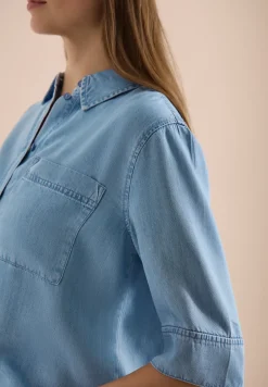 Chemisier à manches courtes en look denim