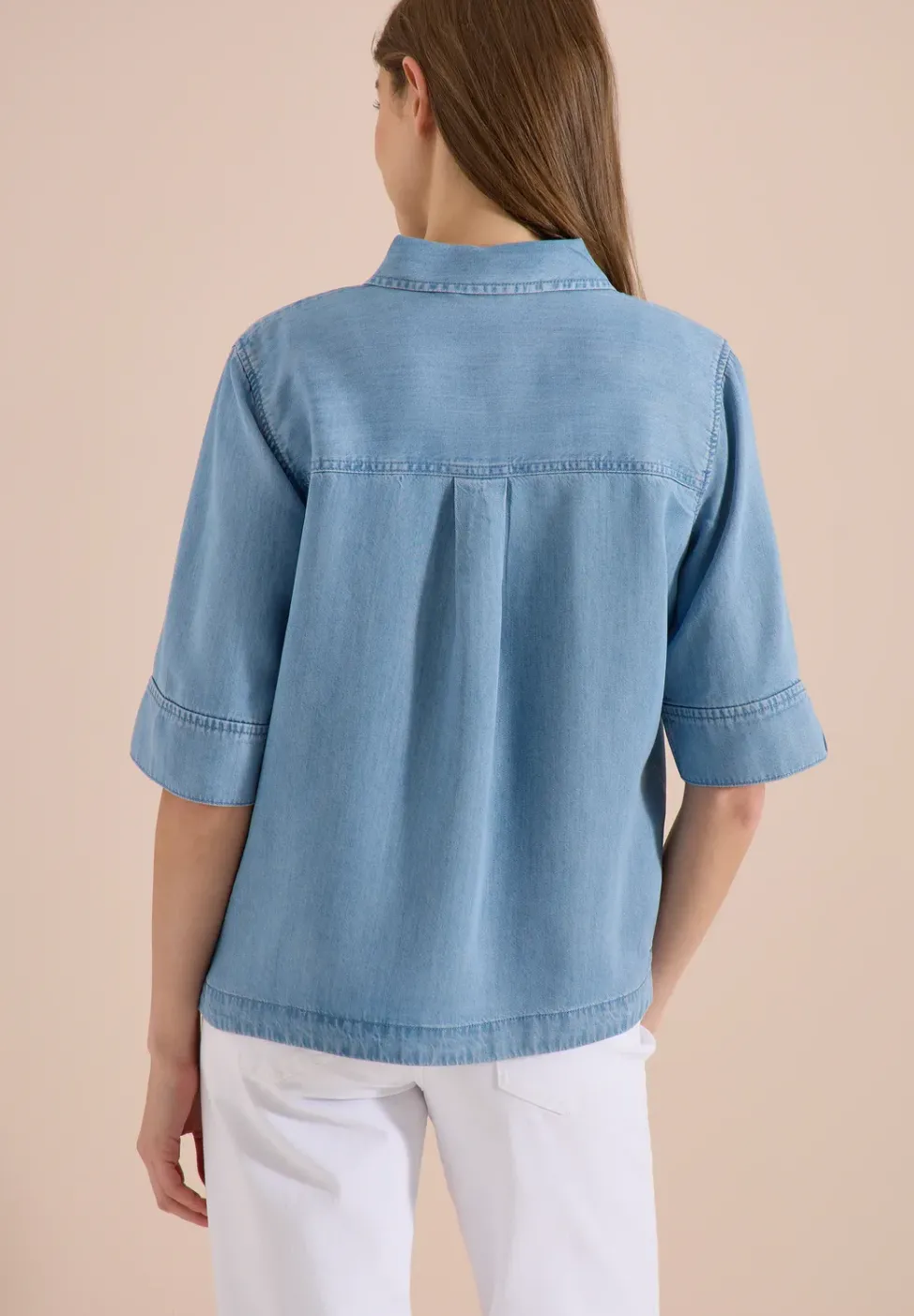 Chemisier à manches courtes en look denim