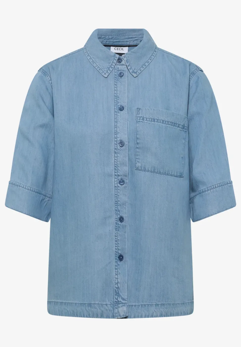Chemisier à manches courtes en look denim