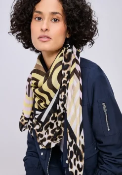 Foulard rayé avec détails léopard
