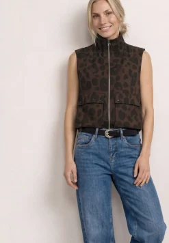 Gilet avec col montant et motif léopard