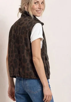 Gilet avec col montant et motif léopard