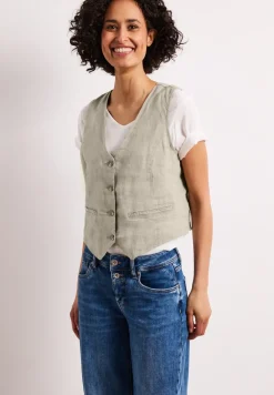 Gilet en lin à col V et boutons