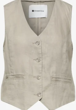 Gilet en lin à col V et boutons