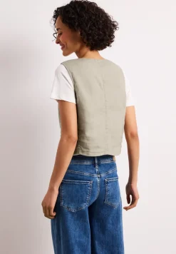 Gilet en lin à col V et boutons