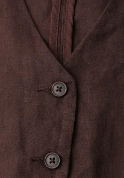 Gilet en lin à col V et boutons