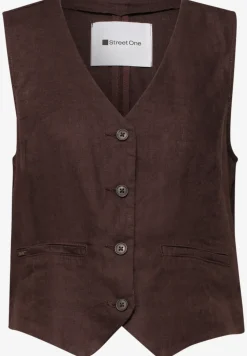 Gilet en lin à col V et boutons