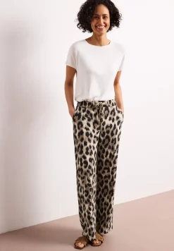 High Waist Pantalon à jambes larges avec imprimé léopard