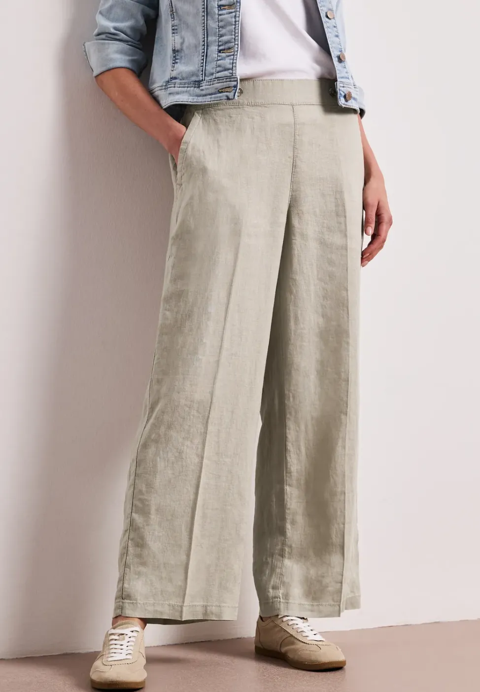 High Waist Wide Leg Pantalon en lin