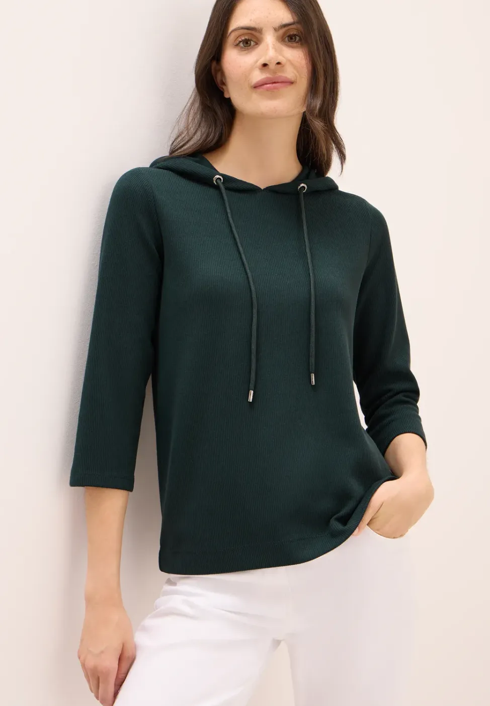 Hoodie shirt en structure côtelée