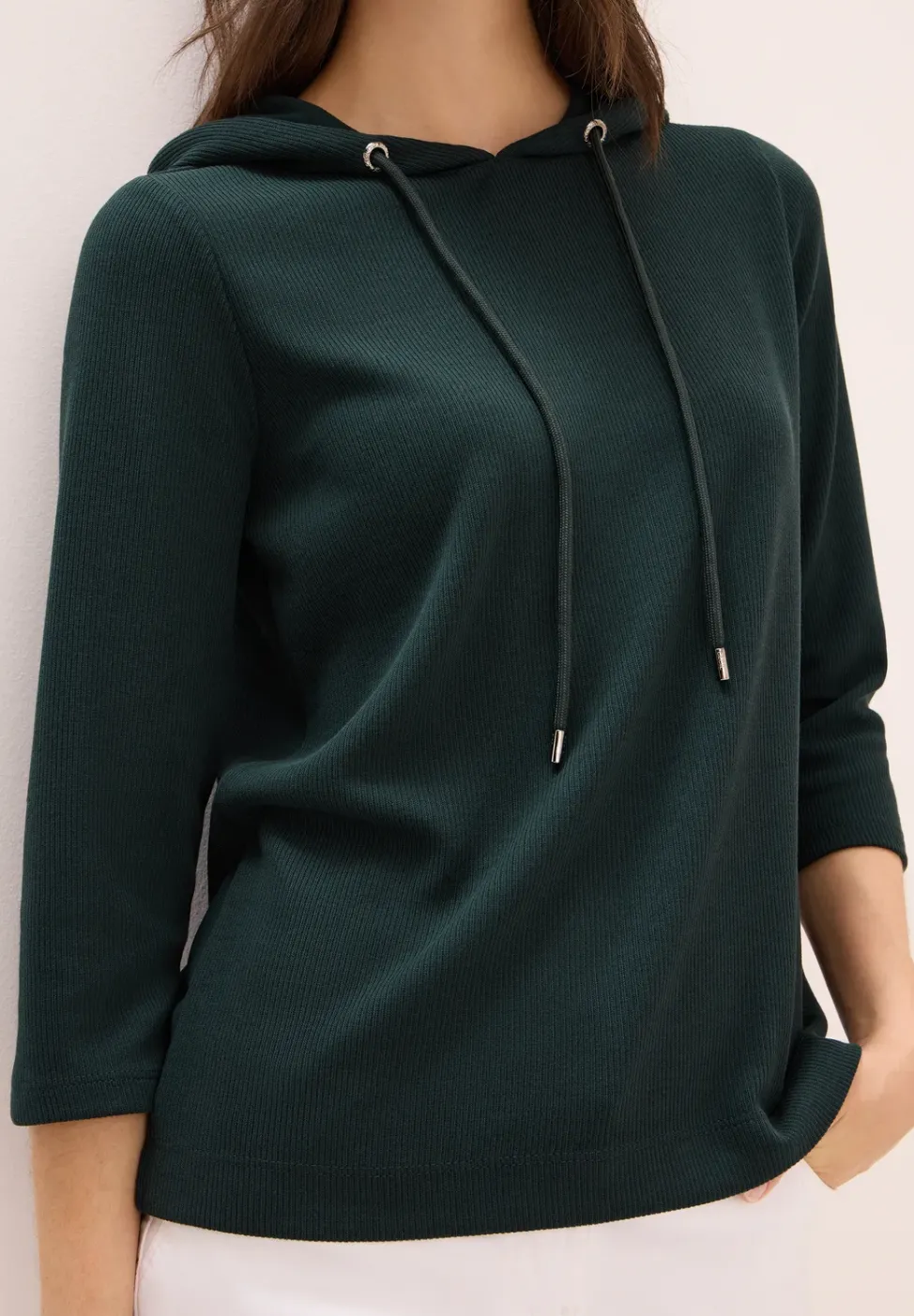 Hoodie shirt en structure côtelée