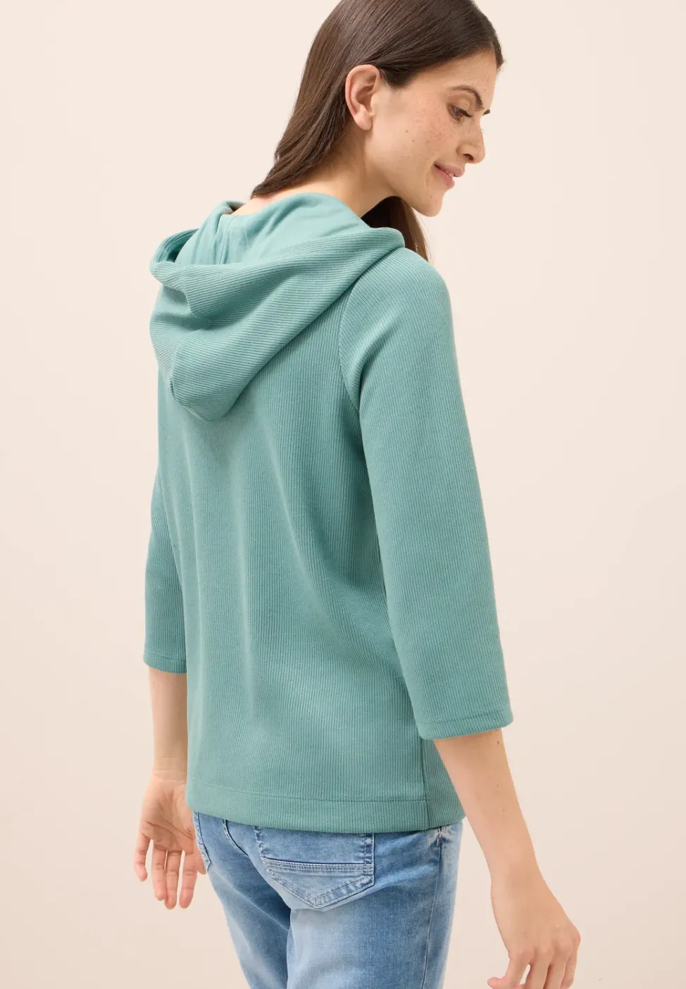Hoodie shirt en structure côtelée