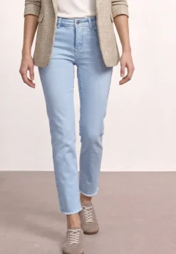 Jean coupe droite avec ourlet frangé