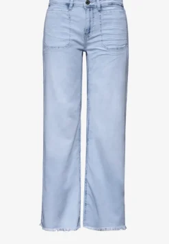 Jean jambes larges avec ourlet frangé