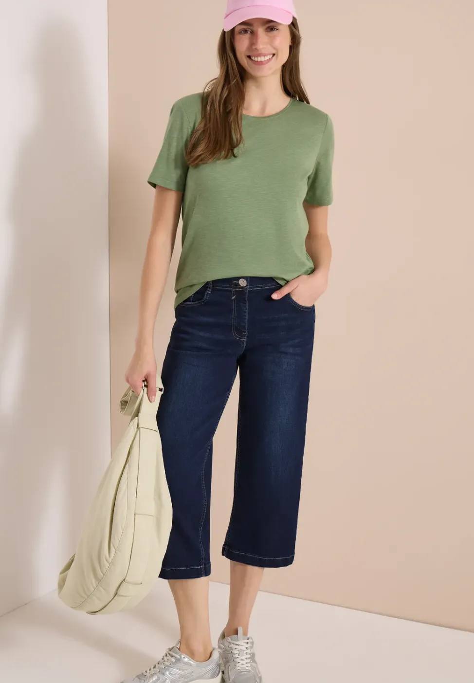 Jean 3/4 à jambes larges, coupe loose