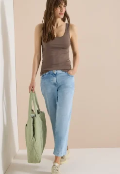 Jean 7/8 taille haute, coupe loose