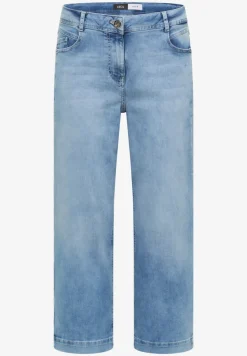 Jean 3/4 taille haute à jambes larges, coupe loose
