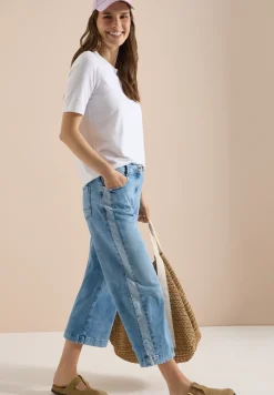Jean 3/4 taille haute à jambes larges, coupe loose