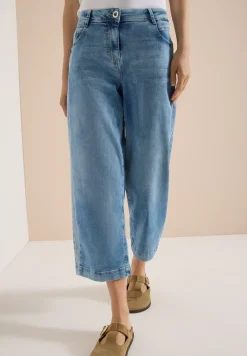 Jean 3/4 taille haute à jambes larges, coupe loose