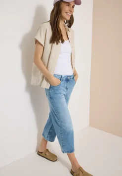 Jean 3/4 taille haute à jambes larges, coupe Slim Leg