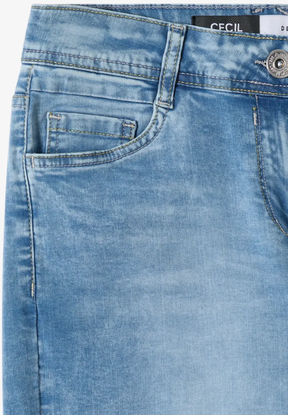 Jean 3/4 taille haute à jambes larges, coupe Slim Leg