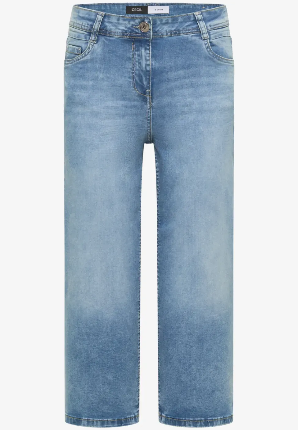 Jean 3/4 taille haute à jambes larges, coupe Slim Leg