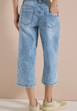 Jean taille haute à larges jambes et rayures