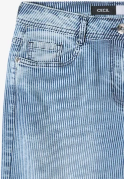 Jean taille haute à larges jambes et rayures