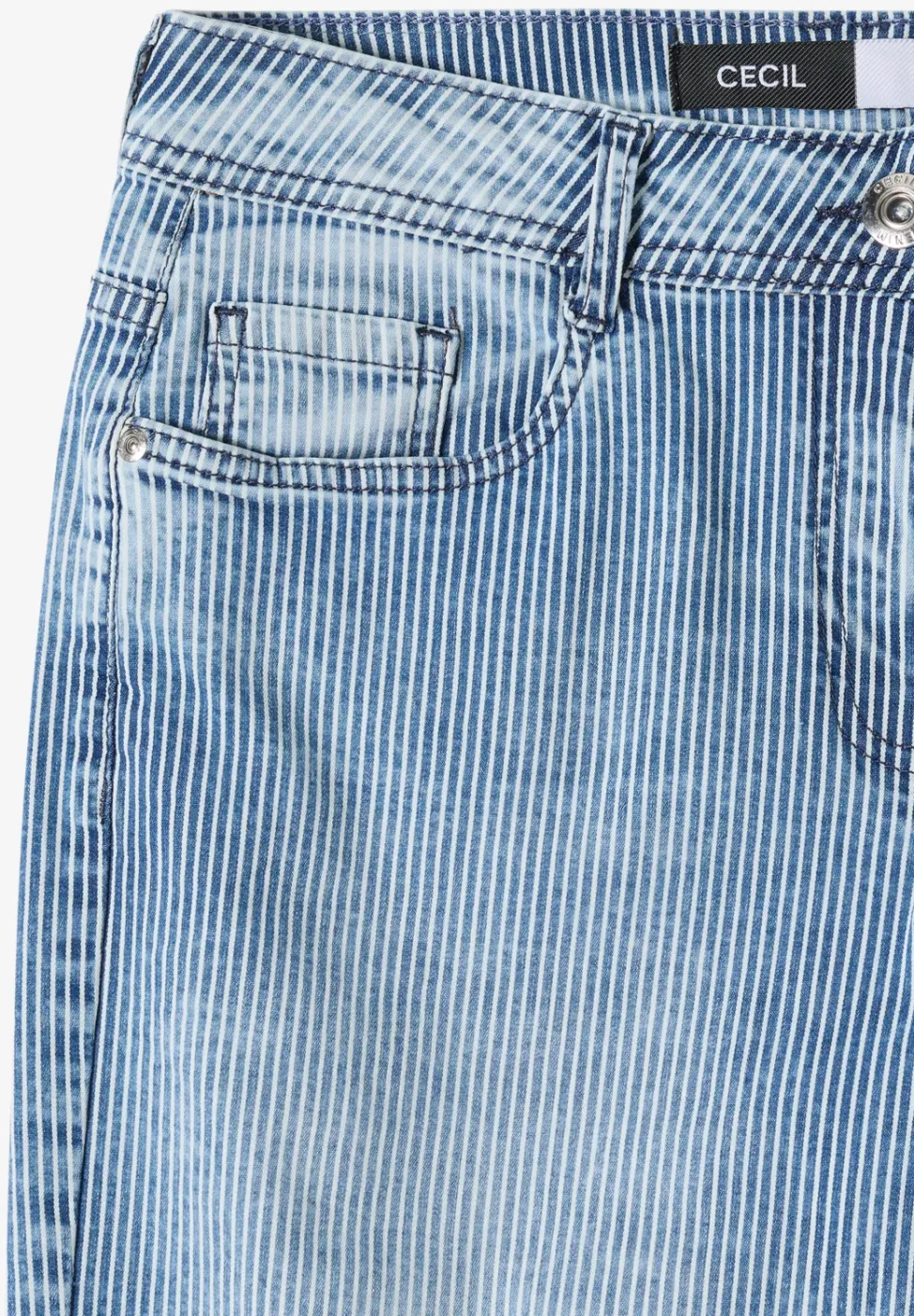 Jean taille haute à larges jambes et rayures
