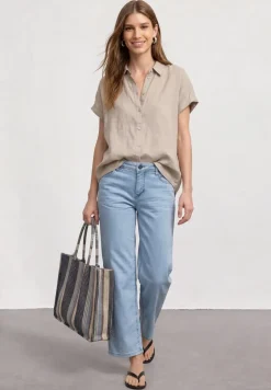 Jean taille moyenne à jambes larges, coupe loose