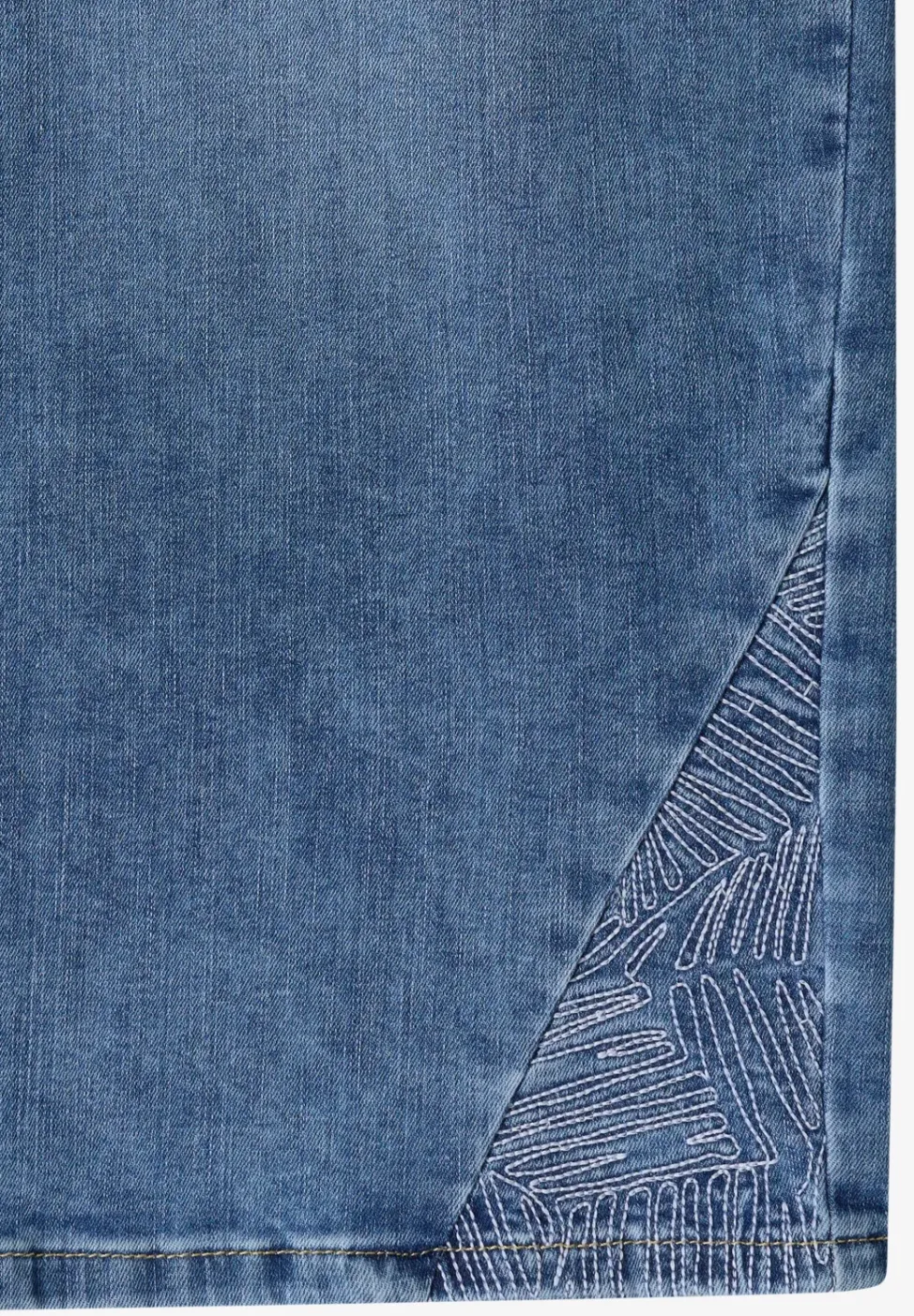 Jean wide leg taille haute à détails brodés