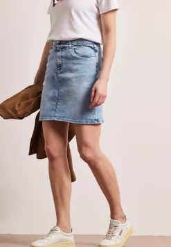 Jupe en jean longueur genou avec détail de ceinture