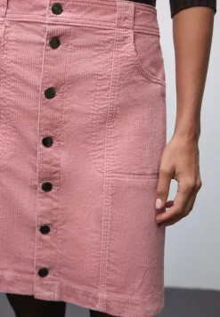 Jupe en velours côtelé avec patte de boutonnage