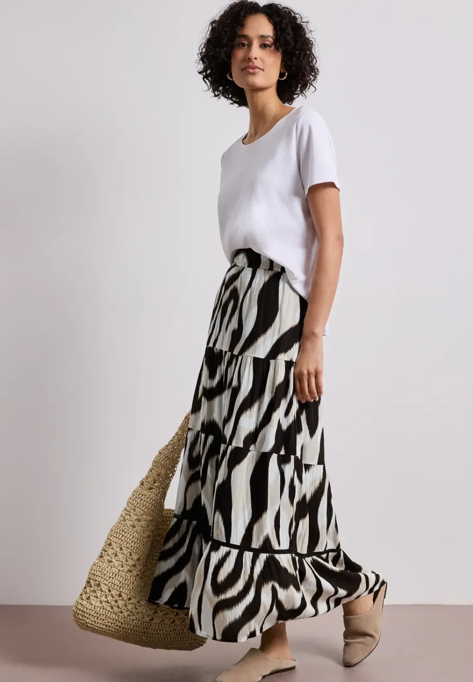 Jupe maxi en mousseline imprimée