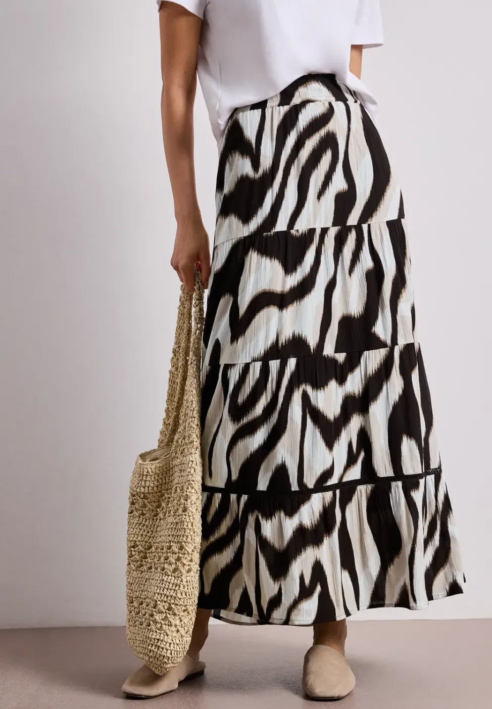 Jupe maxi en mousseline imprimée