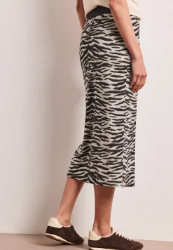 Jupe midi avec fente et imprimé animalier
