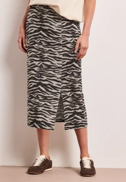 Jupe midi avec fente et imprimé animalier
