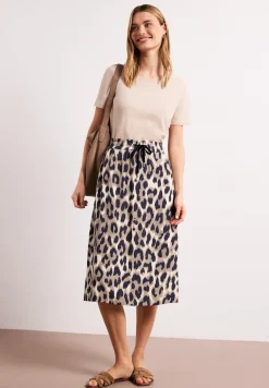 Jupe midi avec taille élastique et imprimé