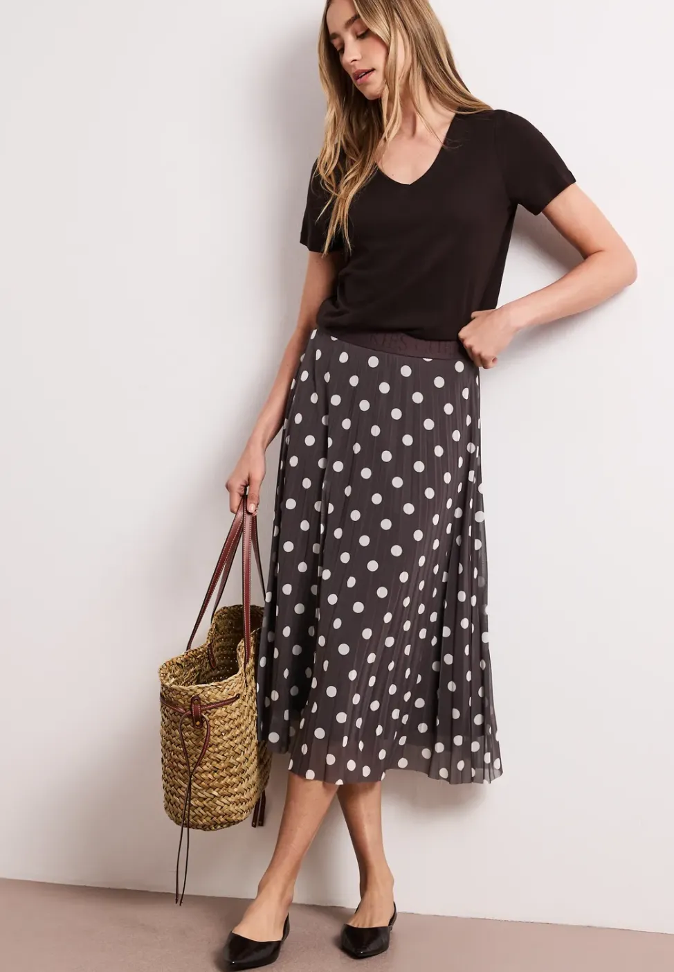 Jupe midi en maille avec imprimé