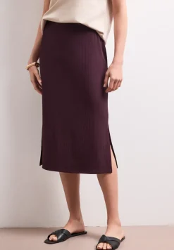 Jupe midi en structure côtelée avec taille élastique